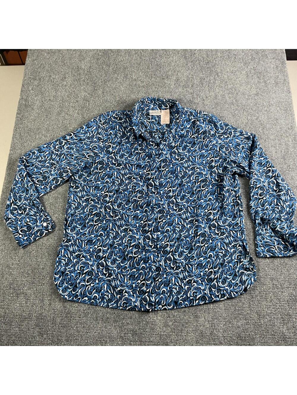 CLC Cricket Lane Collection Womens  Size 14  Button Up Blue Paisley